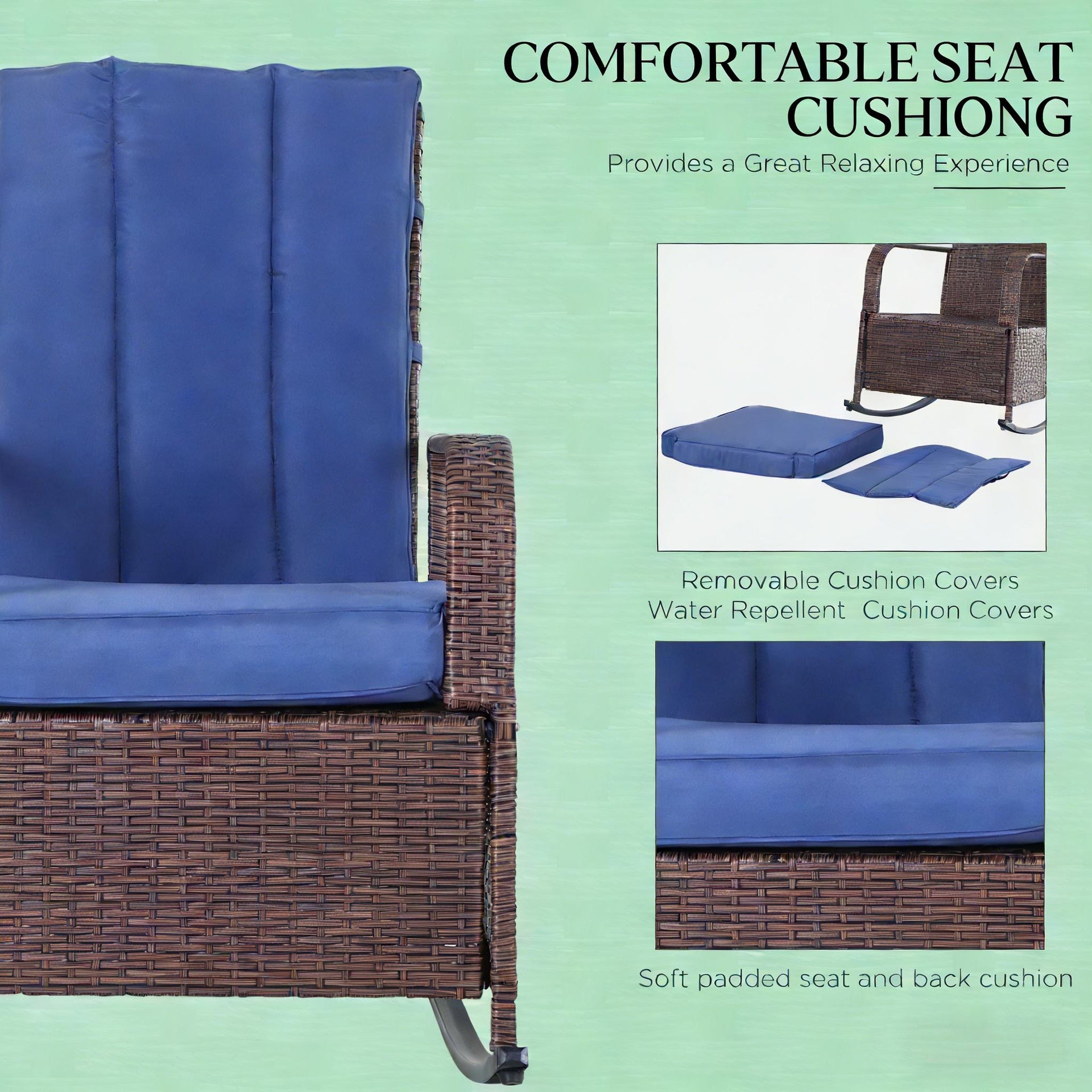 Soft Rocker Chair,Outdoor Rocking Rattan Recliner