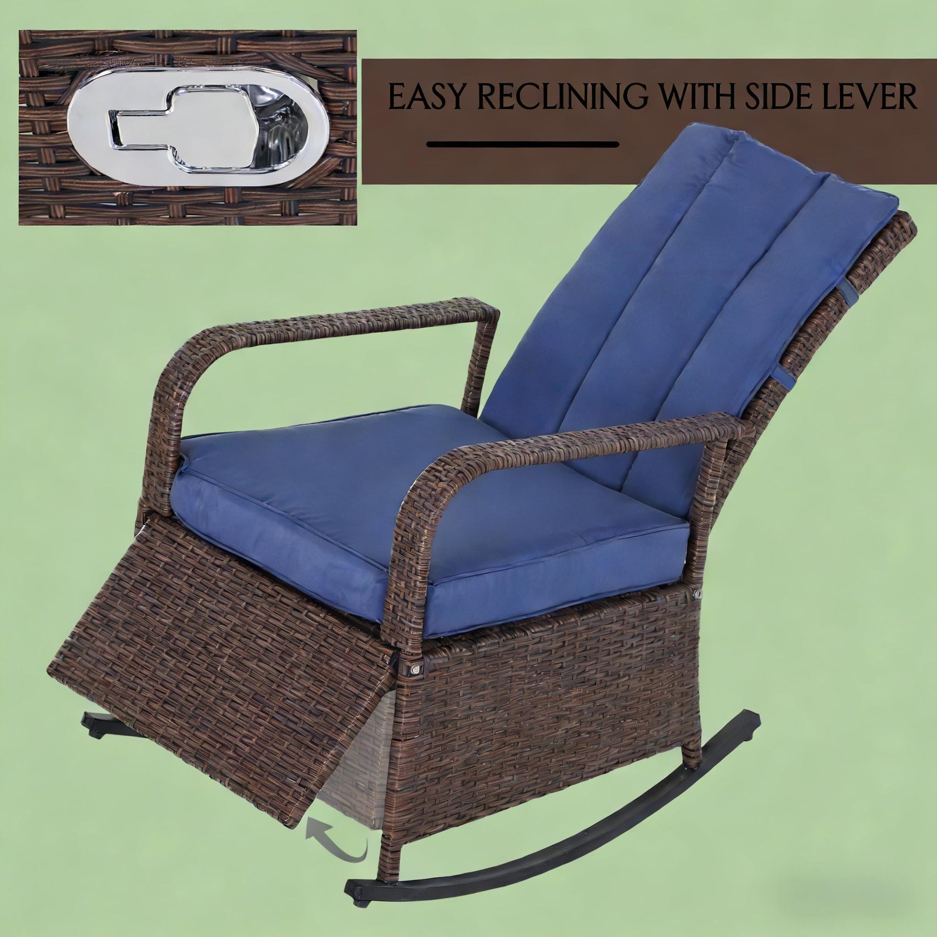 Soft Rocker Chair,Outdoor Rocking Rattan Recliner