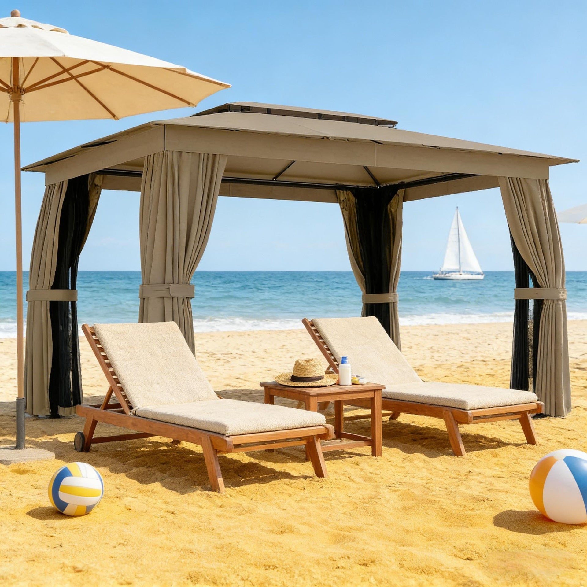 Double-roof Design Canopy Shelter,Outdoor Gazebo,Large Gazebo