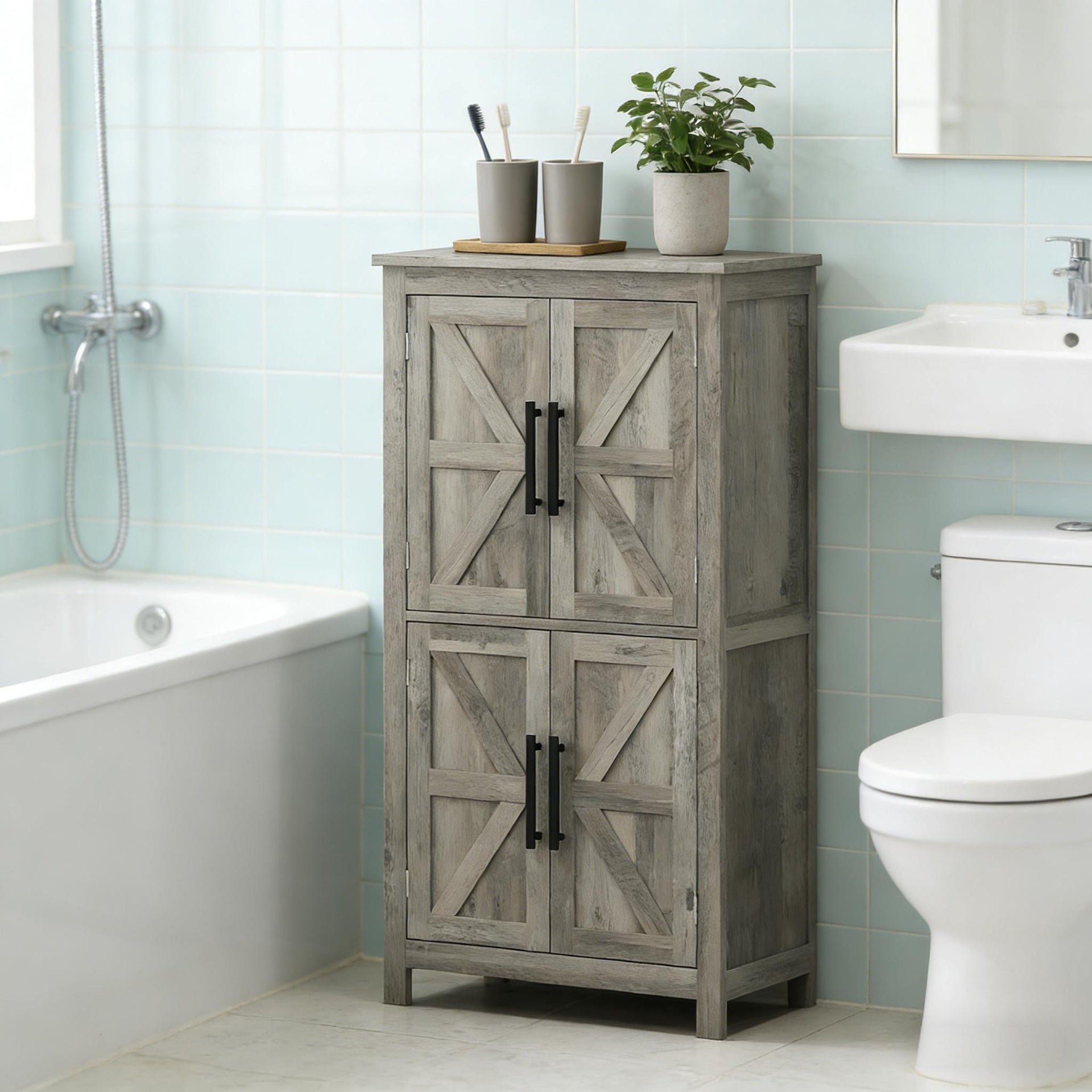 Rustic Home Floor Storage Cabinet,Kitchen Pantry Cabinet,Freestanding Storage Cabinet