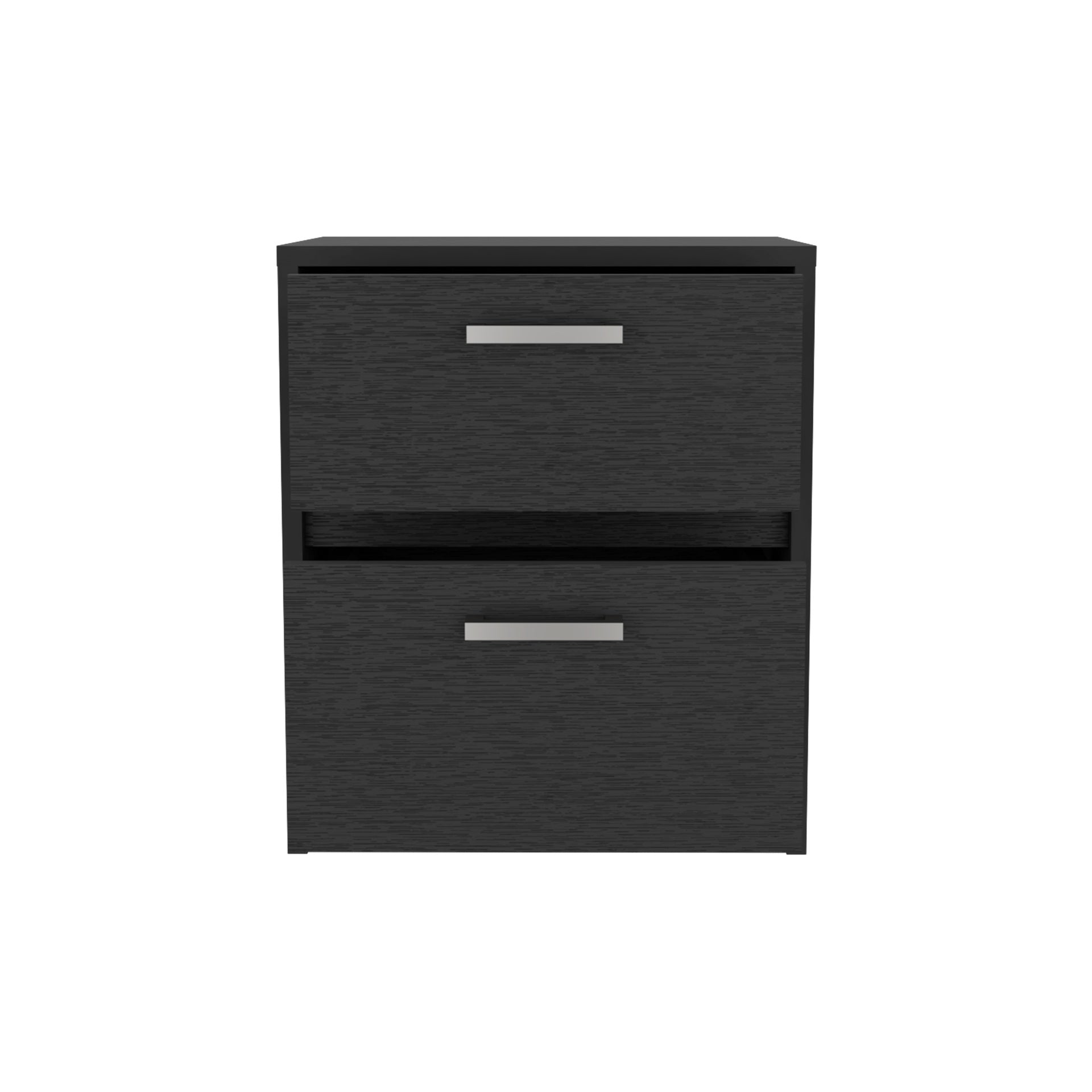 Nightstand 18"H , 2 Drawers with Metal Handles, Black