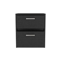 Nightstand 18"H , 2 Drawers with Metal Handles, Black