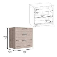 Dresser 27"H, 3 Drawers Dresser, Superior Top, Light Gray