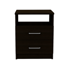 Nightstand 20"H, Two Drawers, One Shelf, Superior Top, Black