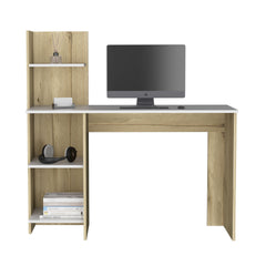 Writing Desk, Four Shelves, White / Pine