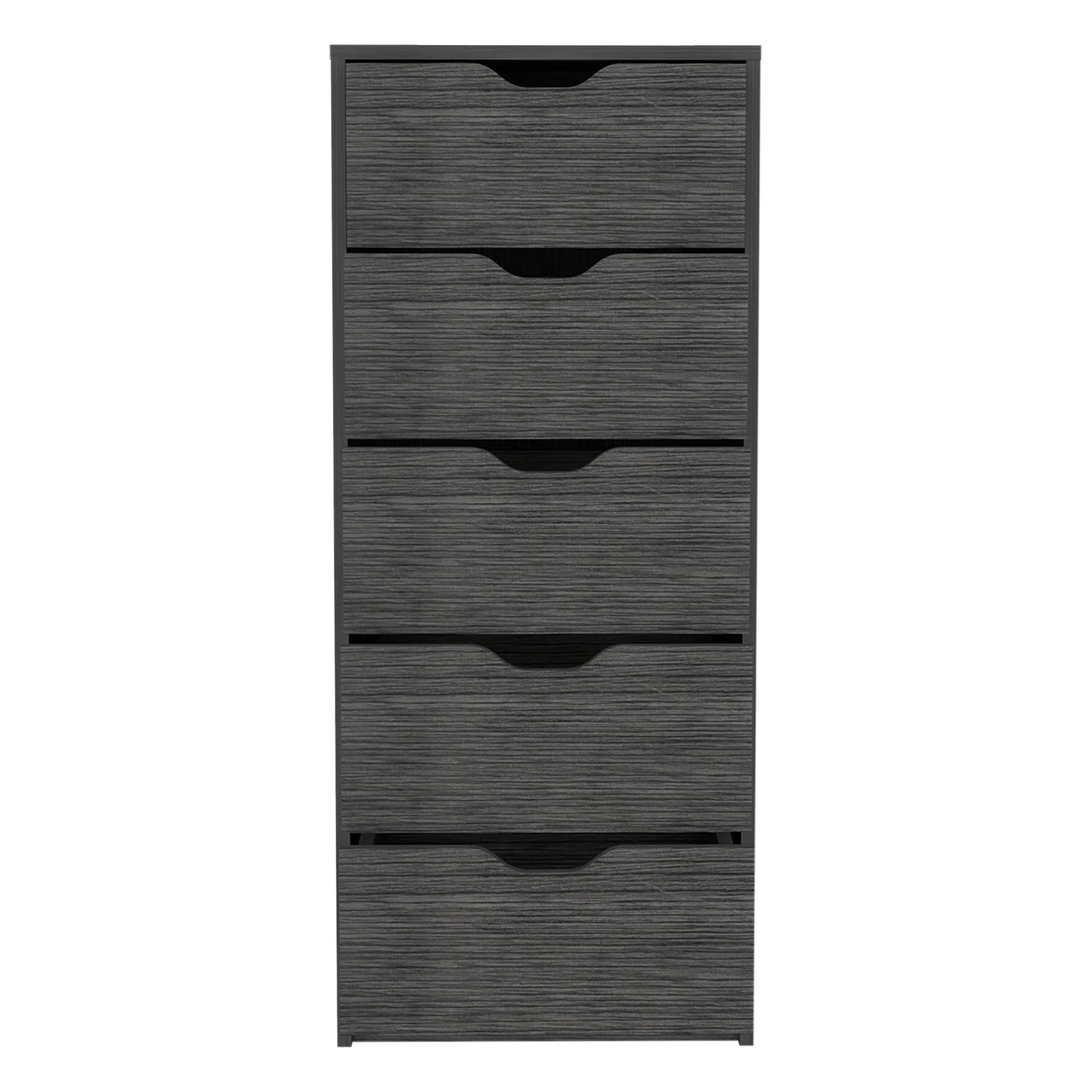 Dresser 42H inch 5 Drawers Narrow Dresser, Slim Storage Chest of Drawers, Bedroom, Smokey Oak