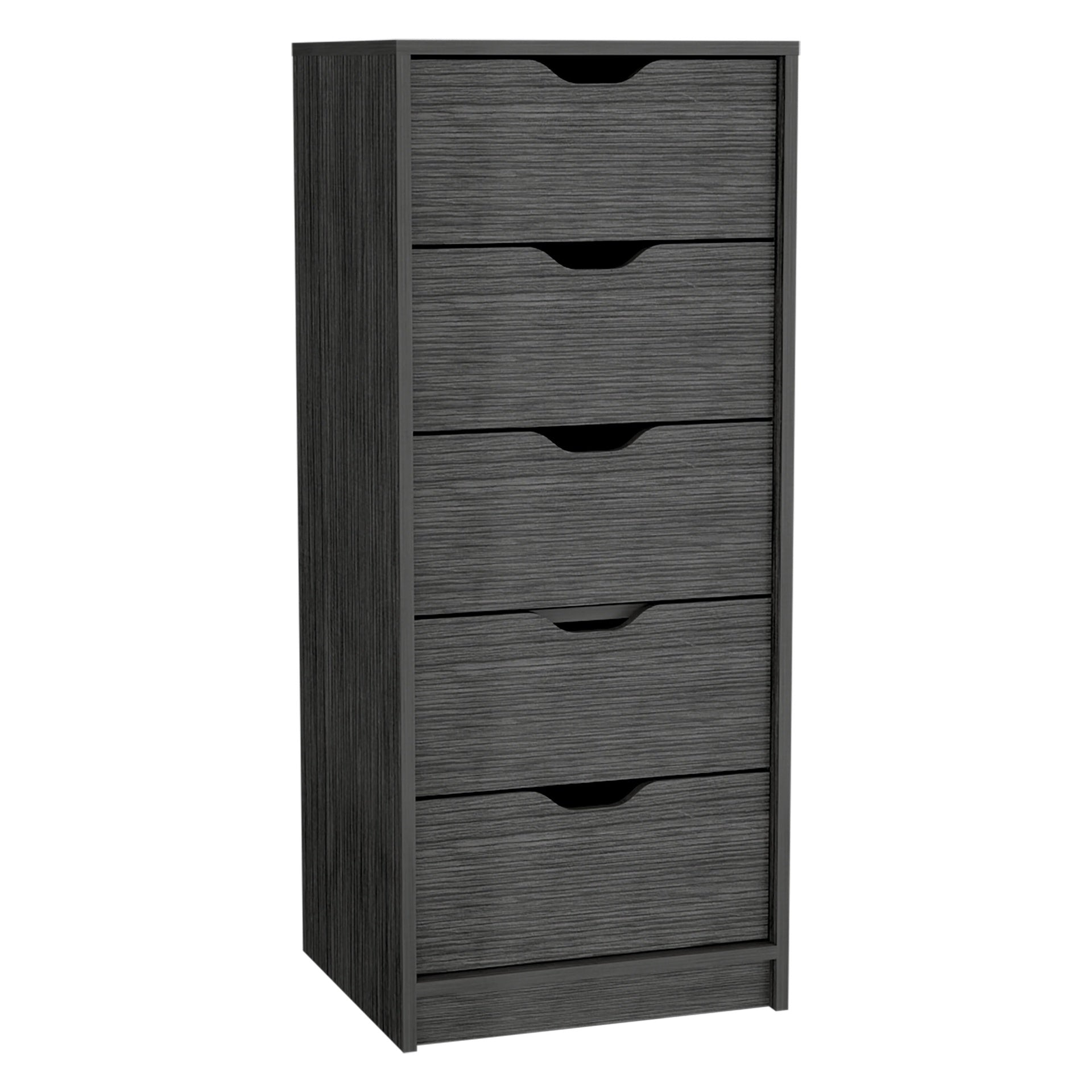 Dresser 42H inch 5 Drawers Narrow Dresser, Slim Storage Chest of Drawers, Bedroom, Smokey Oak