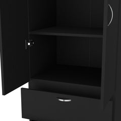 Armoire Wardrove 76" H, Hanging Rod, 2 Drawers, 1 Shelf, Black