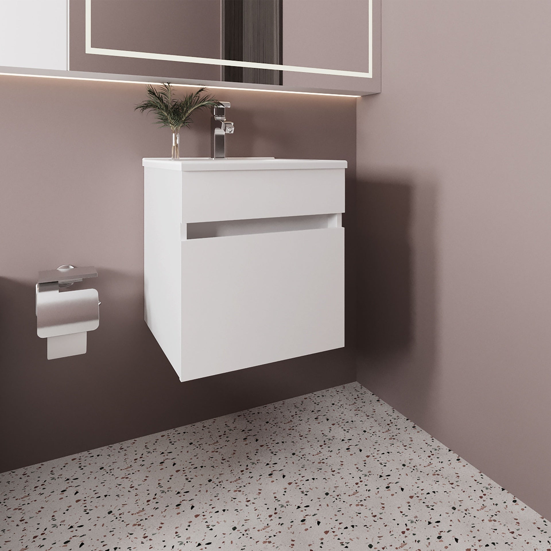 Bathroom Vanity with Sink, 1 Door, White