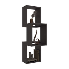 Wall Shelf, 3 Shelves, Black Wengue