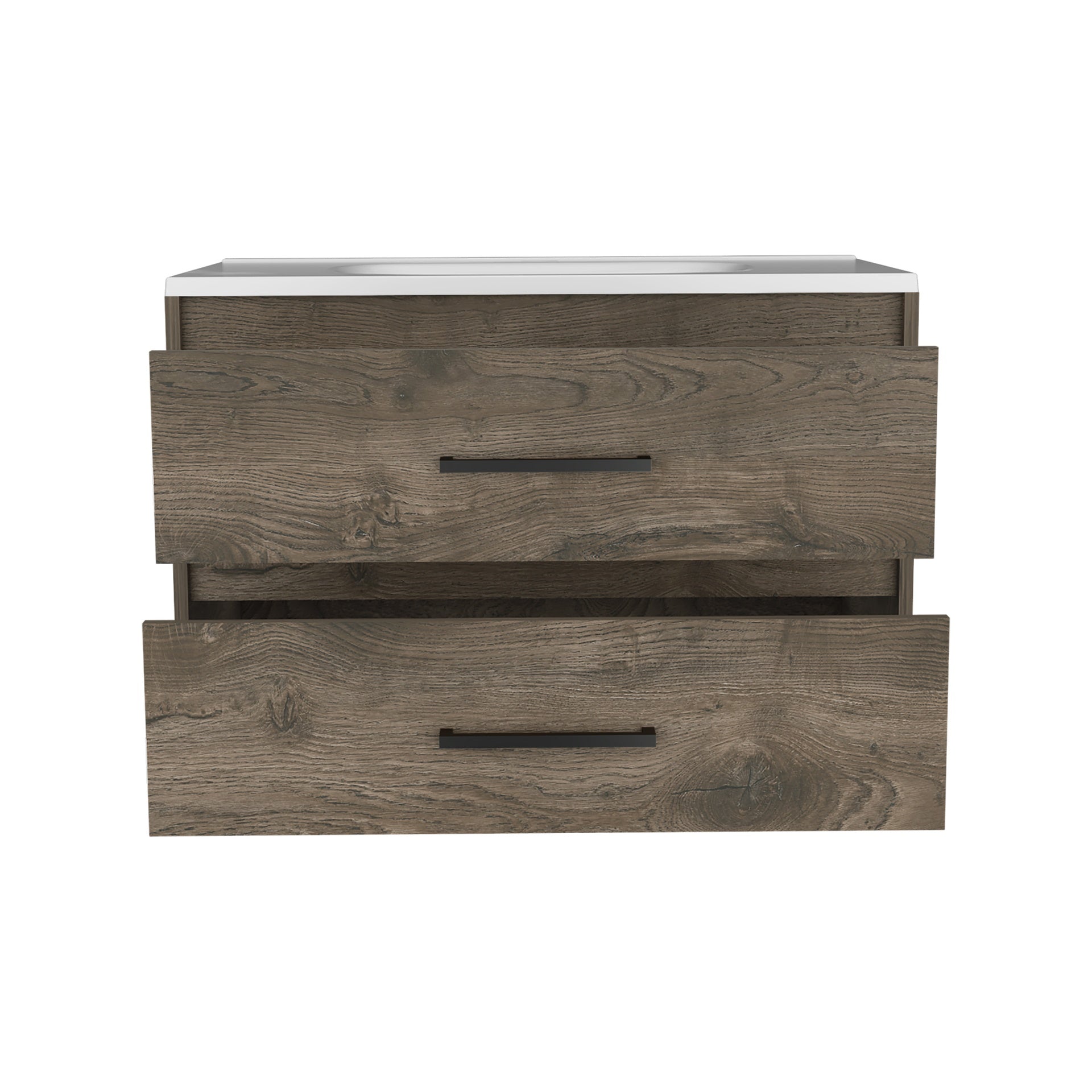 Floating Vanity Bathroom 20.4H" with 2 Drawer Organizers, Dark Brown / White