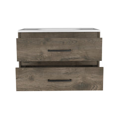 Floating Vanity Bathroom 20.4H" with 2 Drawer Organizers, Dark Brown / White