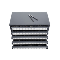 Drill Bit Dispenser Cabinet, Five-Drawer Drill Bit Organizer Cabinet for 33/64" to 63/64" Steel Drill Dispenser Organizer Cabinet with Labels, Stackable Drill Dispenser for Drill Bit Storage
