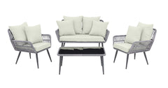 4-Piece Conversation Set in Gray and Cream