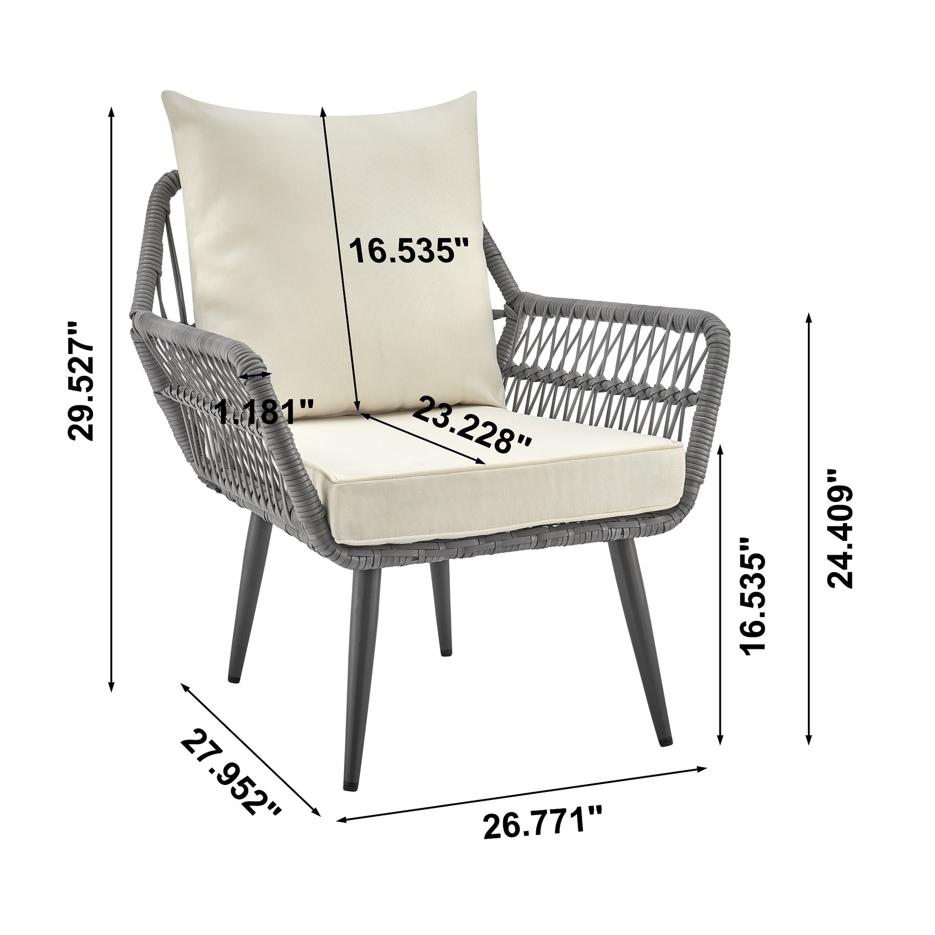 4-Piece Conversation Set in Gray and Cream