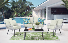 4-Piece Conversation Set in Gray and Cream