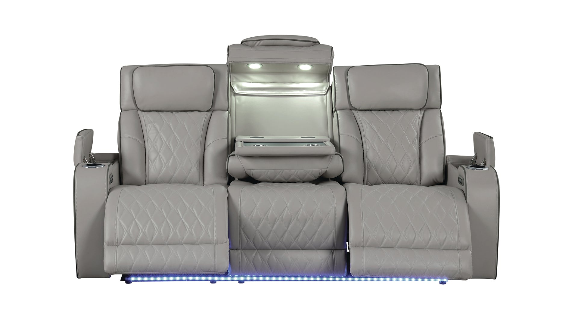Fortuner Modern Style Upholstery Recliner Sofa Made with Wood & Massage Function Included-Gray same asG150109098  (NJ inventory)