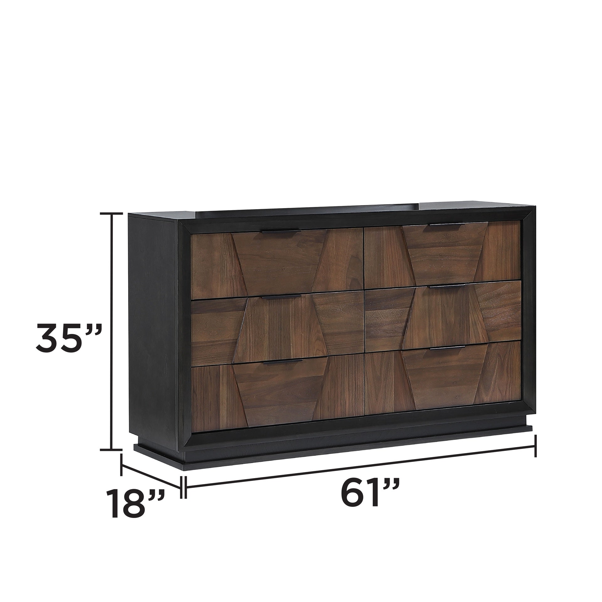 Houston Traditional Style 6-Drawer Dresser Made with Wood in Walnut (THIS ITEM INCLUDES DRESSER ONLY)