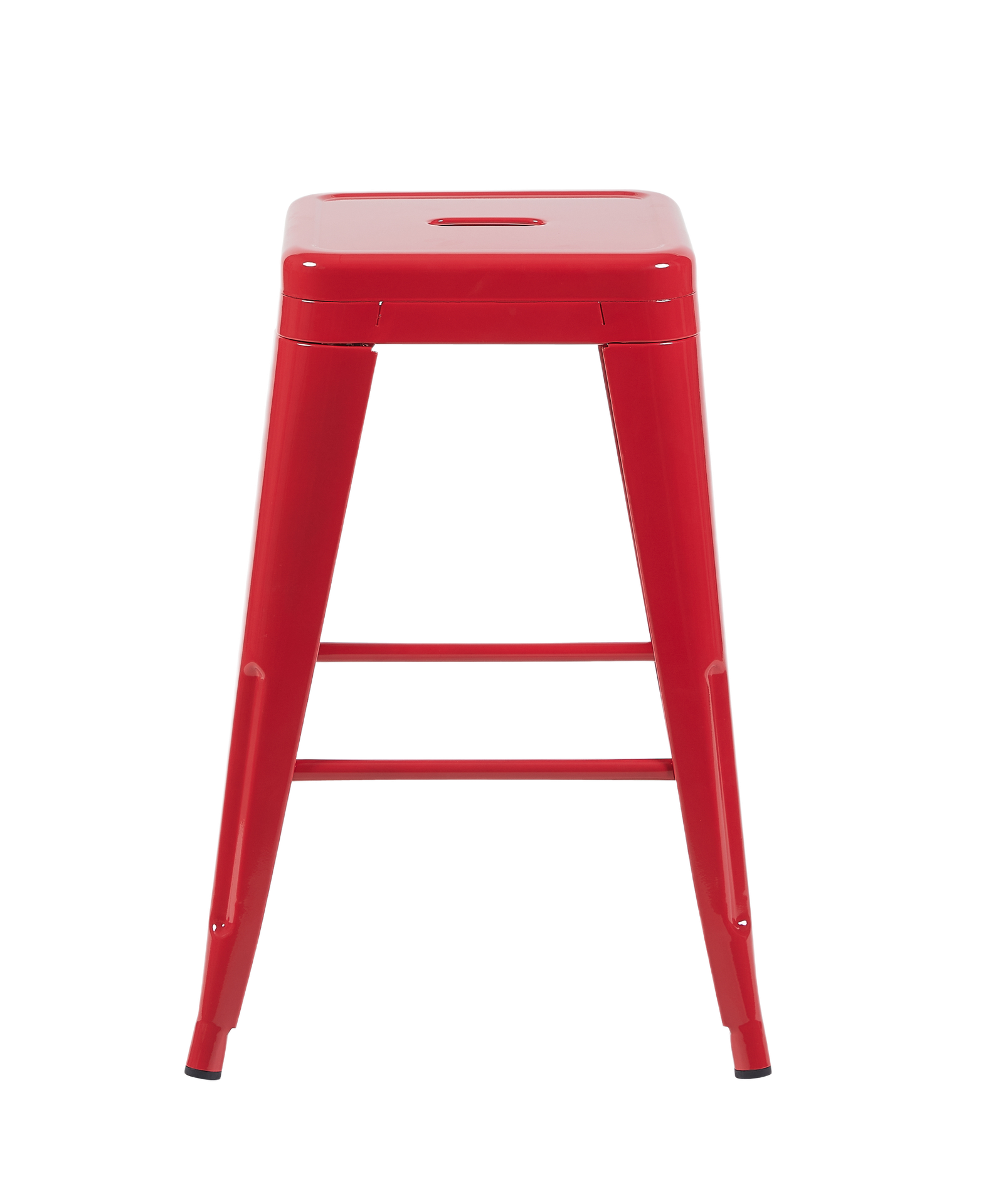 24 Inch Counter Height Stool, Backless Metal Bar Stools Set of 2, Non-Stackable, Detachable & Easy Assembly, Space-Saving Design for Kitchen Island/Bar/Café/Dining Room (Red)