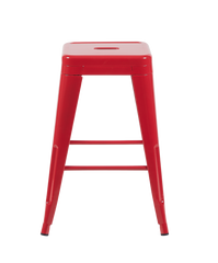 24 Inch Counter Height Stool, Backless Metal Bar Stools Set of 2, Non-Stackable, Detachable & Easy Assembly, Space-Saving Design for Kitchen Island/Bar/Café/Dining Room (Red)