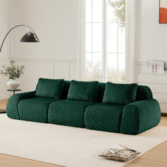 114" Modern Modular Sectional Sofa for Living Room,Flannelette Fabric,Oversized 3-Seater Couch,,Deep Seat,Deep Seat,Boneless sofa,Buckle connection,Anti-slip Design,No Assembly,Green