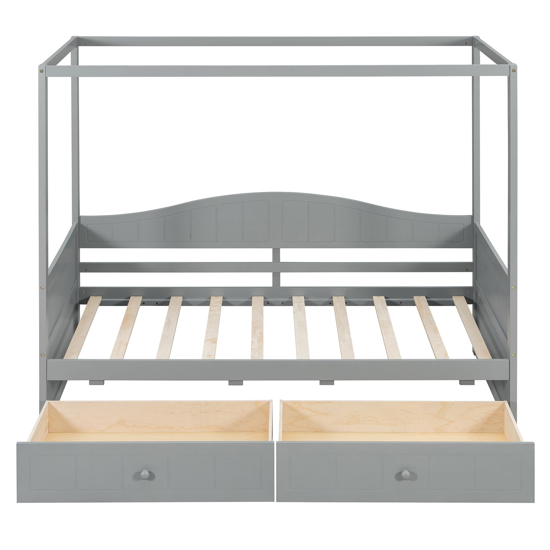 Twin Size Canopy Day Bed with 2 Drawers, Gray