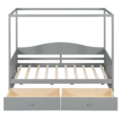 Twin Size Canopy Day Bed with 2 Drawers, Gray