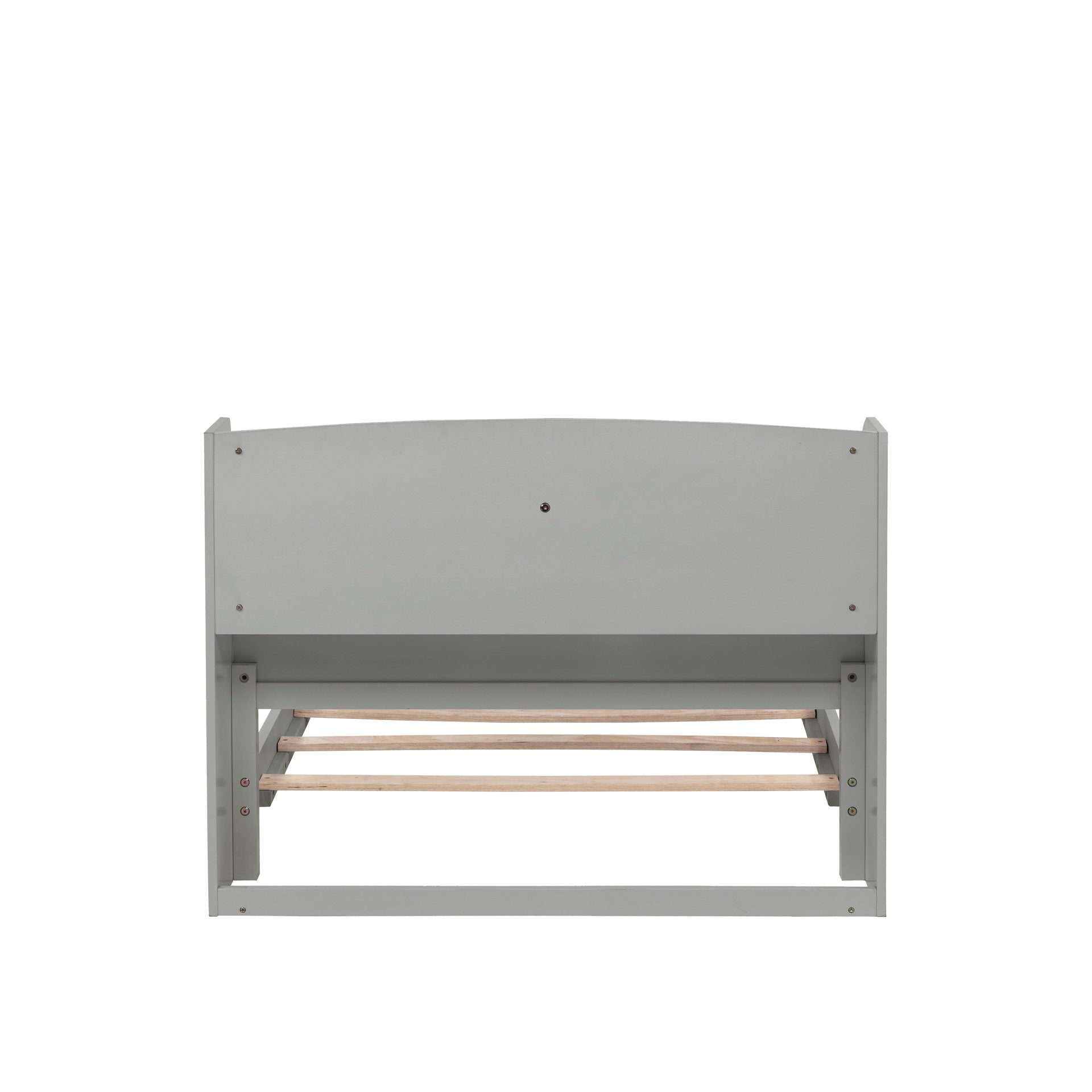 Twin Pine Wood Bed with  Bookcase Headboard ,LED Motion Sensor Light,  Guardrails,Grey