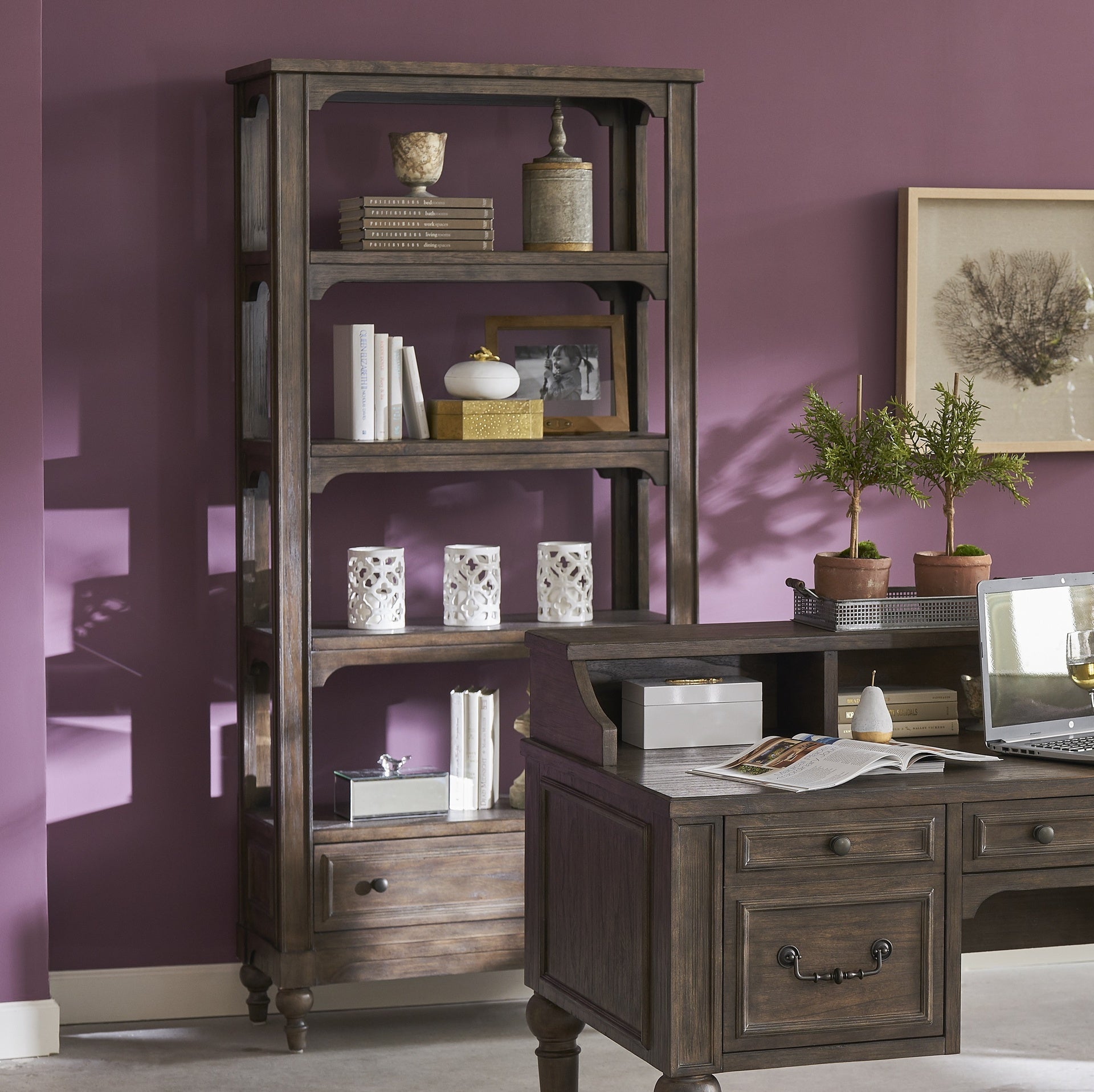 Middleton 78 inch high Bookshelf, Vintage Hazel Finish