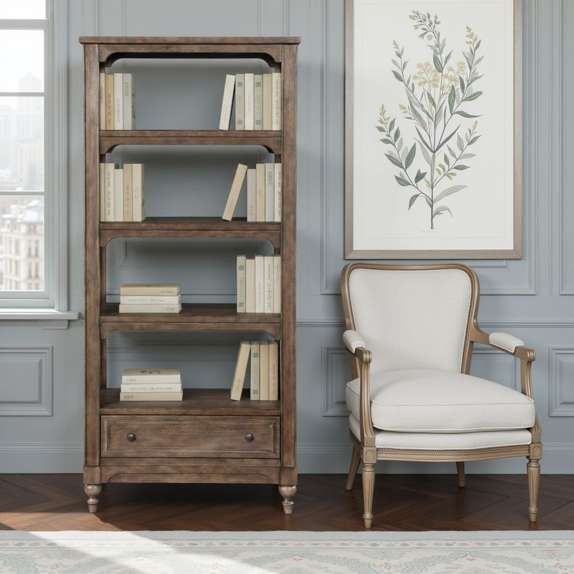 Middleton 78 inch high Bookshelf, Vintage Hazel Finish