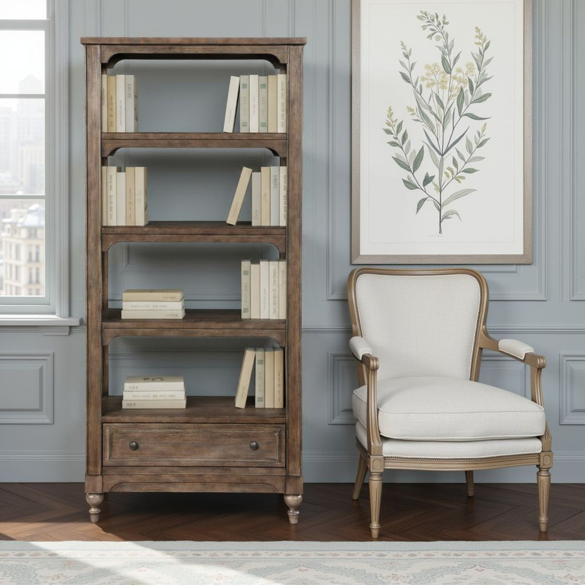 Middleton 78 inch high Bookshelf, Vintage Hazel Finish