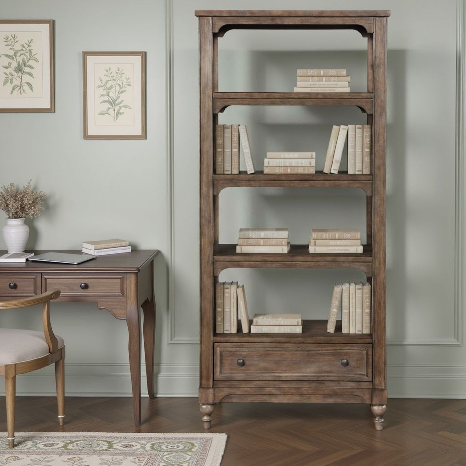 Middleton 78 inch high Bookshelf, Vintage Hazel Finish