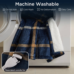 1-Piece 50x60" Heated Throw,Navy Plaid
