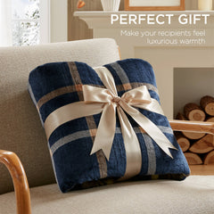 1-Piece 50x60" Heated Throw,Navy Plaid