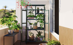 TOPMAX 62inch Height Wood Large Greenhouse Balcony Portable Cold Frame with Wheels and Adjustable Shelves for Outdoor Indoor Use, Forest Green