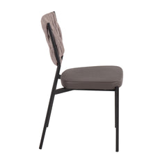 Braided Tania Contemporary Chair in Black Metal, Grey Faux Leather, and Light Brown Fabric by LumiSource - Set of 2