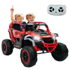 Ride on Models Truck Car 12V Kids Electric Vehicles, Remote Control, Front & Rear Shock Suspension, 2 Seater UTV, Flashlights and a built-in music player, For Age 3-6 Years Old (Red)