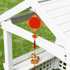 Modern Outdoor Wooden Playhouse for Children Waterproof Design with Comfortable Bench and Attractive Door for Christmas Day
