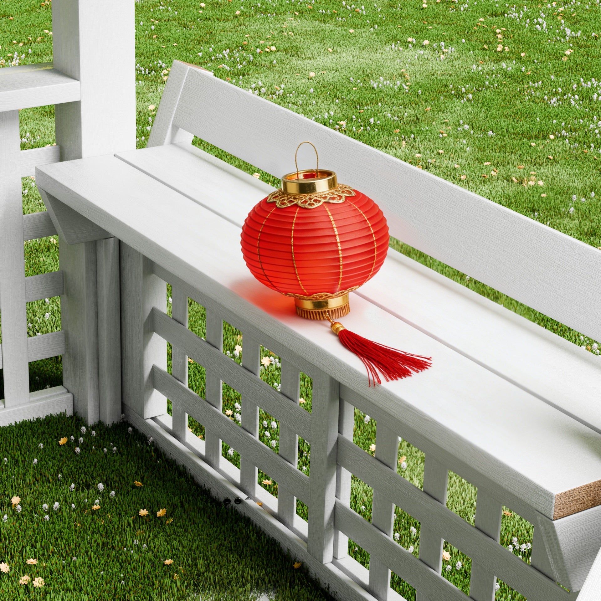 Modern Outdoor Wooden Playhouse for Children Waterproof Design with Comfortable Bench and Attractive Door for Christmas Day