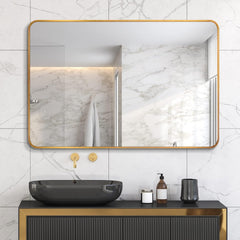 30x40 Inch Gold Metal Framed Rectangular Bathrrom Mirror for Wall.(W2203134113)