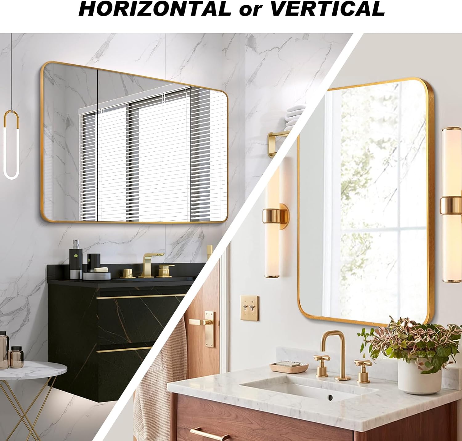30x40 Inch Gold Metal Framed Rectangular Bathrrom Mirror for Wall.(W2203134113)