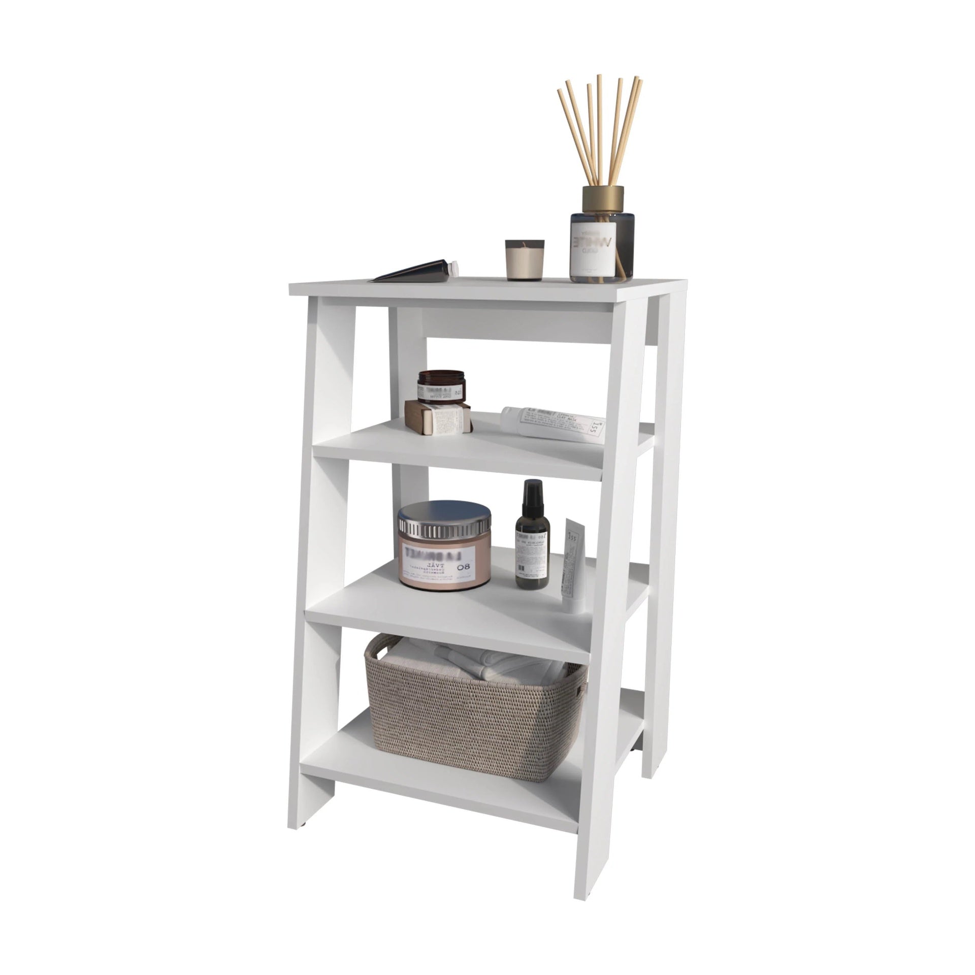White Freestanding Bathroom Shelf with Open Storage