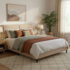 Simple Modern Camel Plush Soft Bed Comfortable Backrest Bedroom Bed,Queen