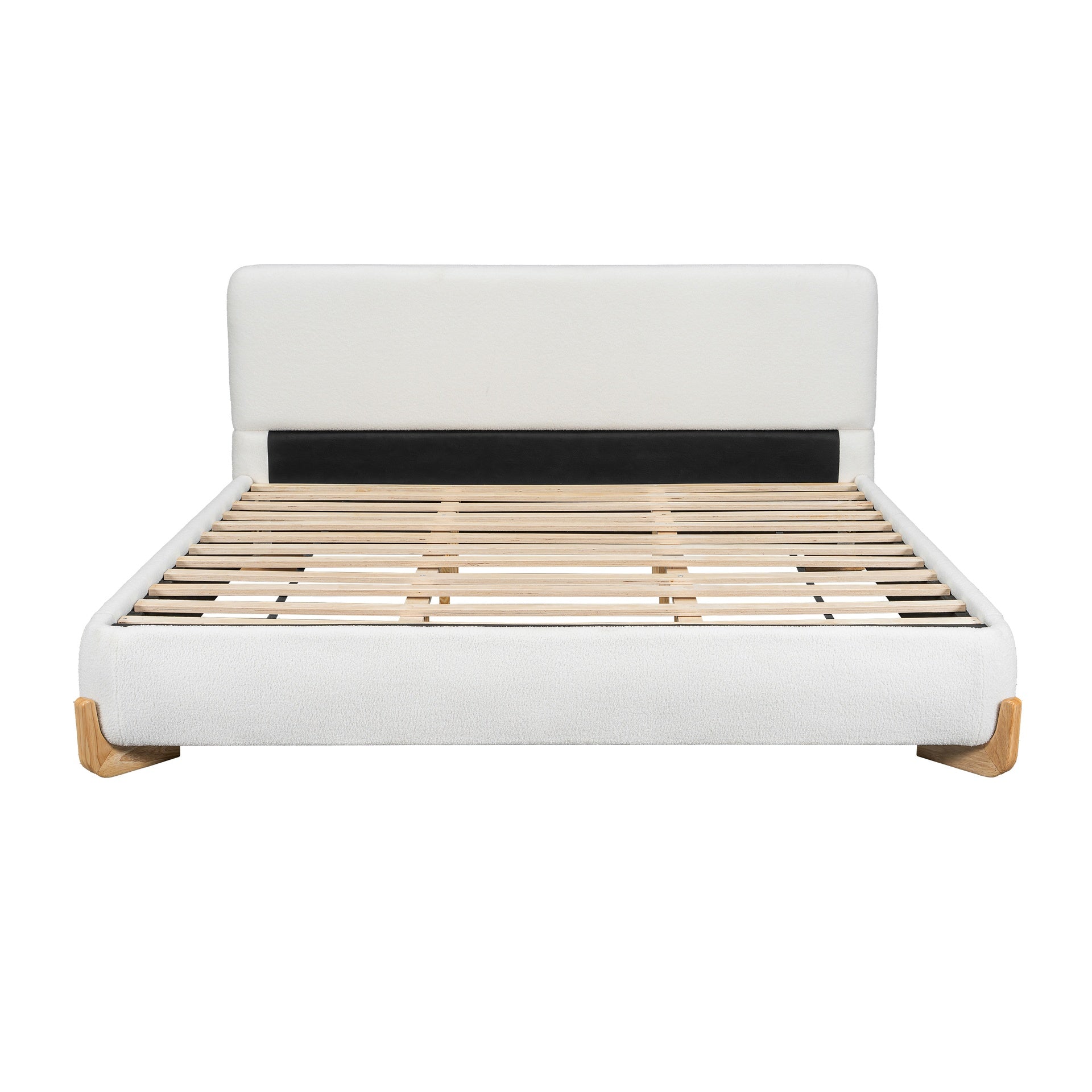 Elegant Boucle Upholstered Bed, A Luxurious and Comfortable Bedroom Centerpiece, King Size, White
