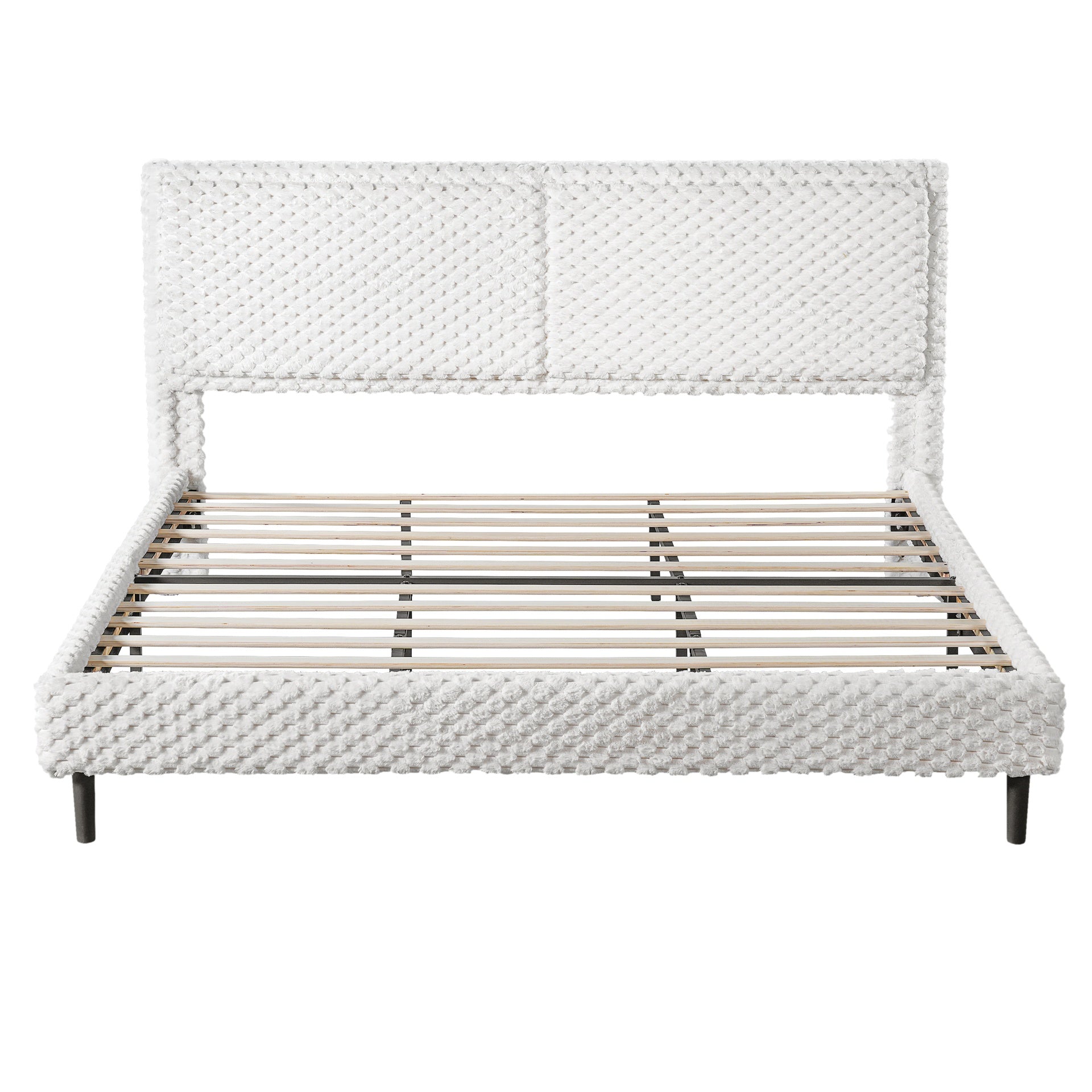 Simple Modern White Plush Soft Bed Comfortable Backrest Bedroom Bed,King
