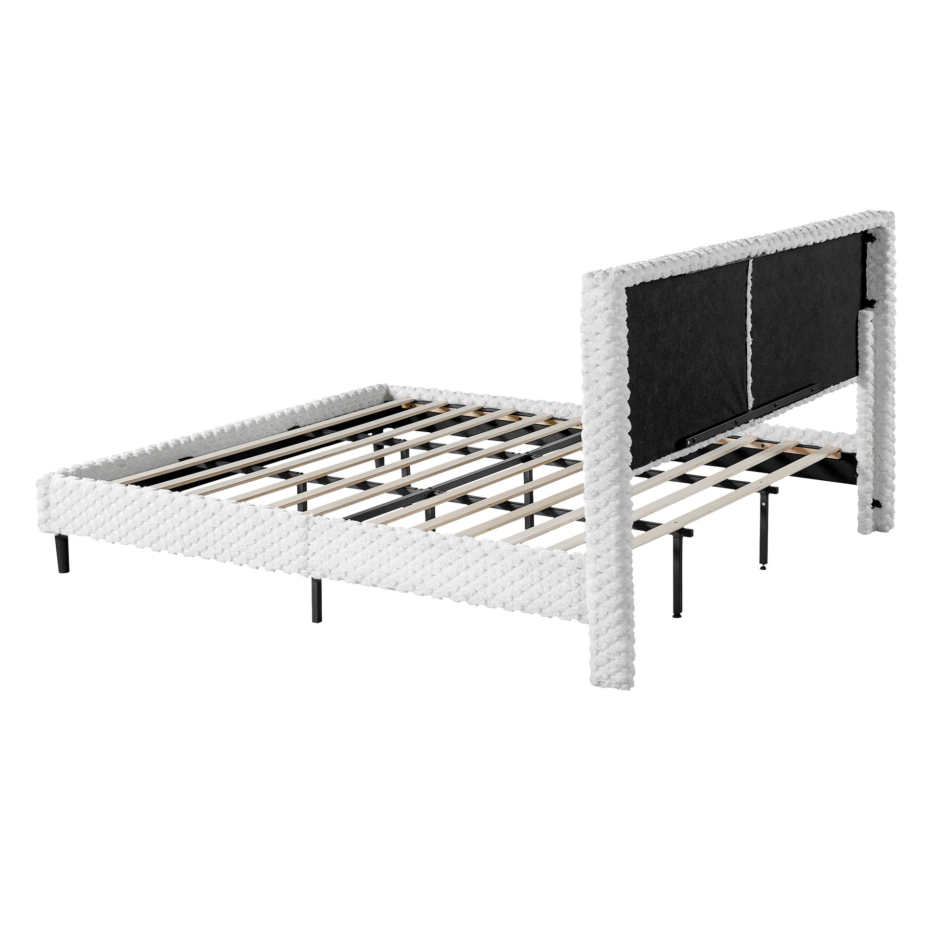 Simple Modern White Plush Soft Bed Comfortable Backrest Bedroom Bed,King