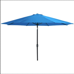 11 Feet Blue Solar LED  Patio Umbrella with Crank Lift , Tilt * 8 Ribs, UV-Resistant Canopy for Pool, Backyard & Patio (Without base)