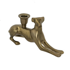 9.1x3.3x5.1" Decorative Gold Metal Greyhound Taper Holder