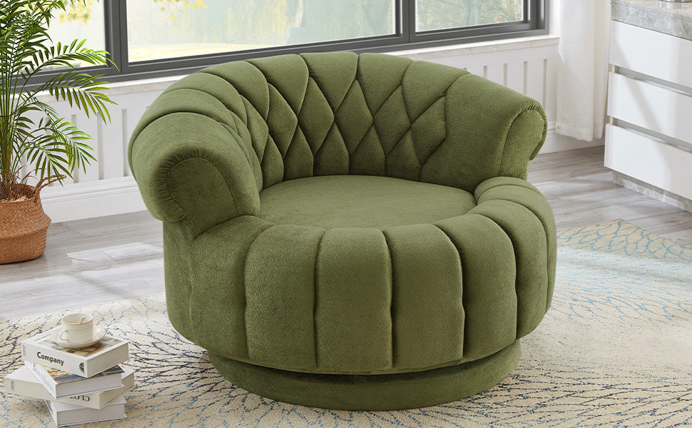 Swivel Accent Chair 360°Swivel Chair Sofa Barrel Swivel Chair Round Club Chair for Living Room and Bedroom, Green