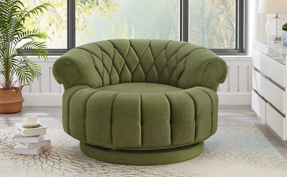 Swivel Accent Chair 360°Swivel Chair Sofa Barrel Swivel Chair Round Club Chair for Living Room and Bedroom, Green